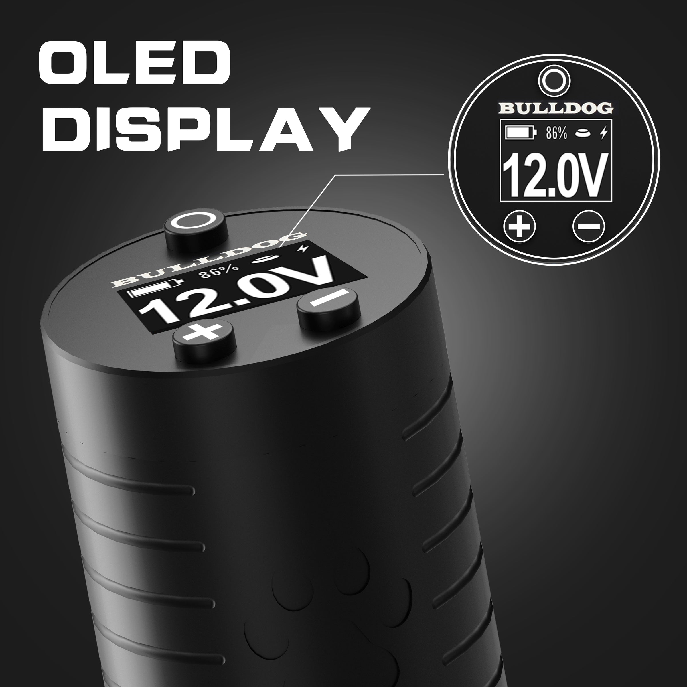 Bulldog wireless tattoo battery, portable tattoo power supply, RCA battery pack for tattoo machines, rechargeable tattoo battery, wireless tattoo power supply.