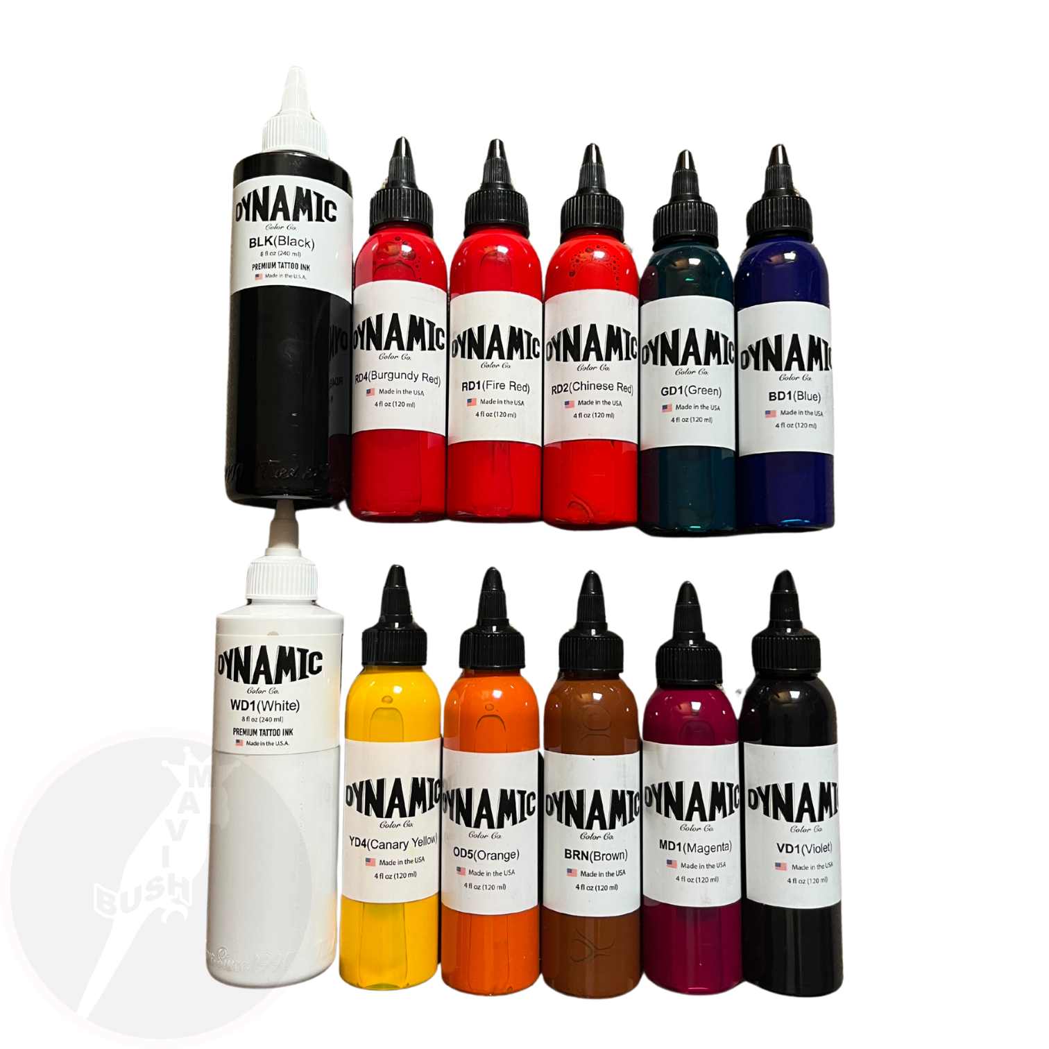 Dynamic OG Set including a 8oz White and a 8oz Black - Mavis Bush Tattoo Supplies