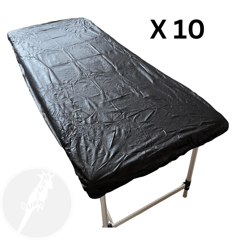 Fitted PP+PE Bed Sheet Black (90 x 210cm) 01 x10 pack  - Mavis Bush Tattoo Supplies