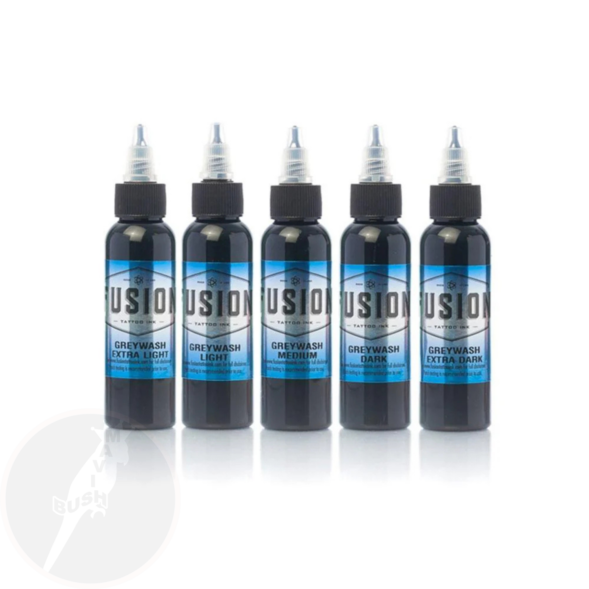 Fusion Greywash Tattoo Ink Set – 5 Bottles