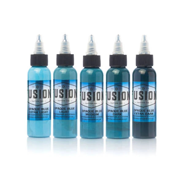 Fusion Opaque Blue Tattoo Ink Set - Mavis Bush Tattoo Supplies