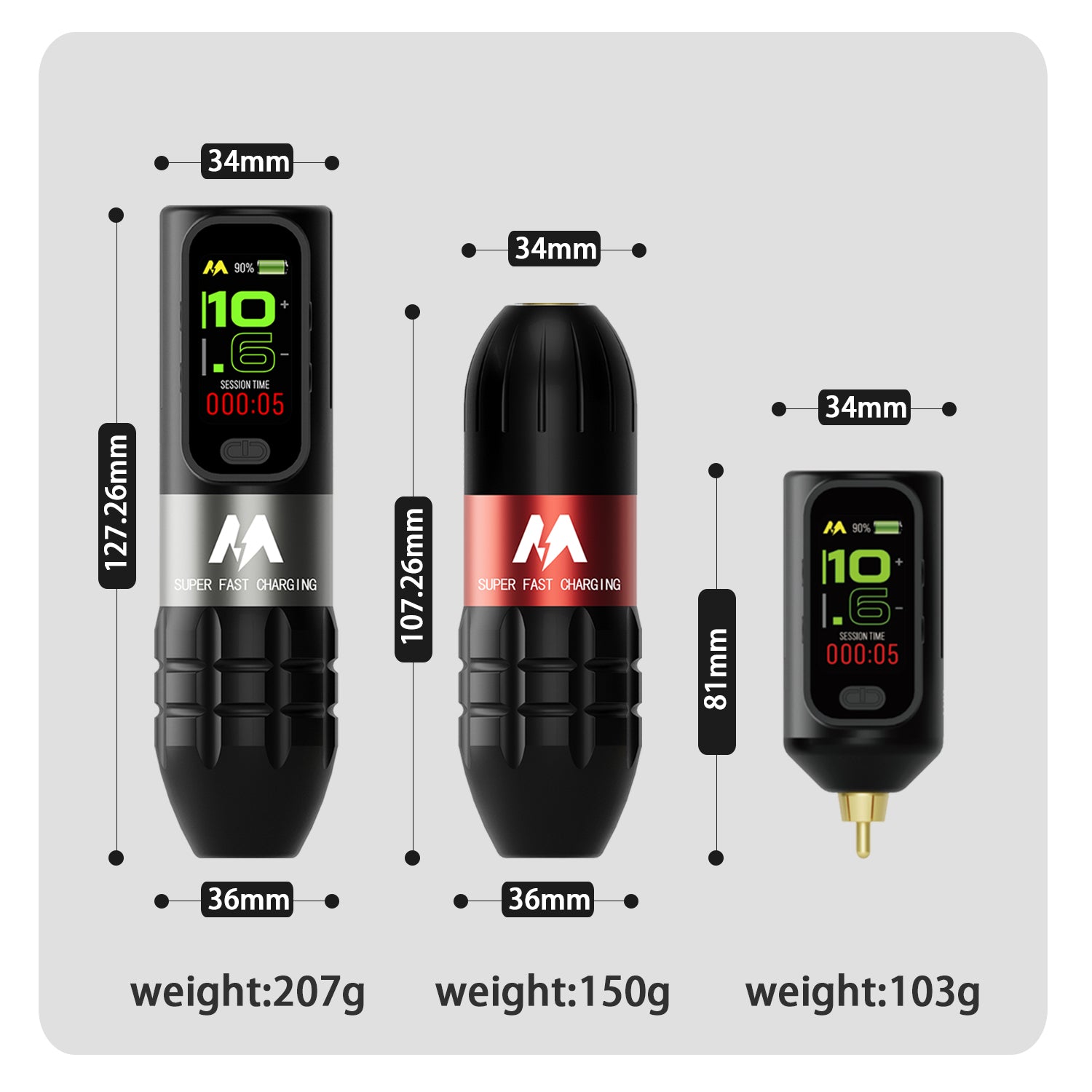 MARS professional wireless tattoo pen, fast usb-c charging and HD TFT Display, customer brushless motor, ergonomic design