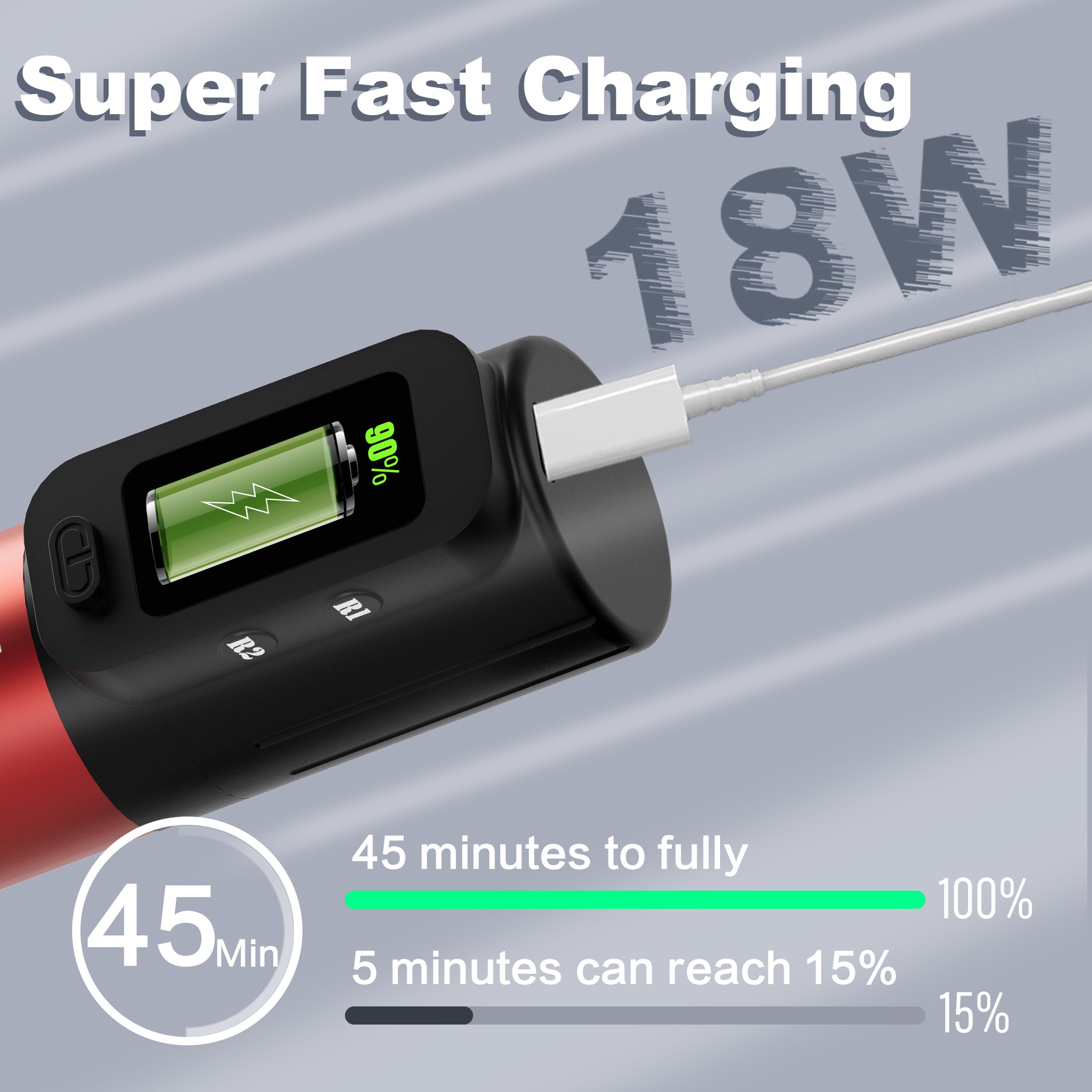 MARS professional wireless tattoo pen, fast usb-c charging and HD TFT Display, customer brushless motor, ergonomic design