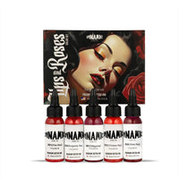 Dynamic Lips and Roses 5 Bottle Color Set 1oz - Mavis Bush Tattoo Supplies