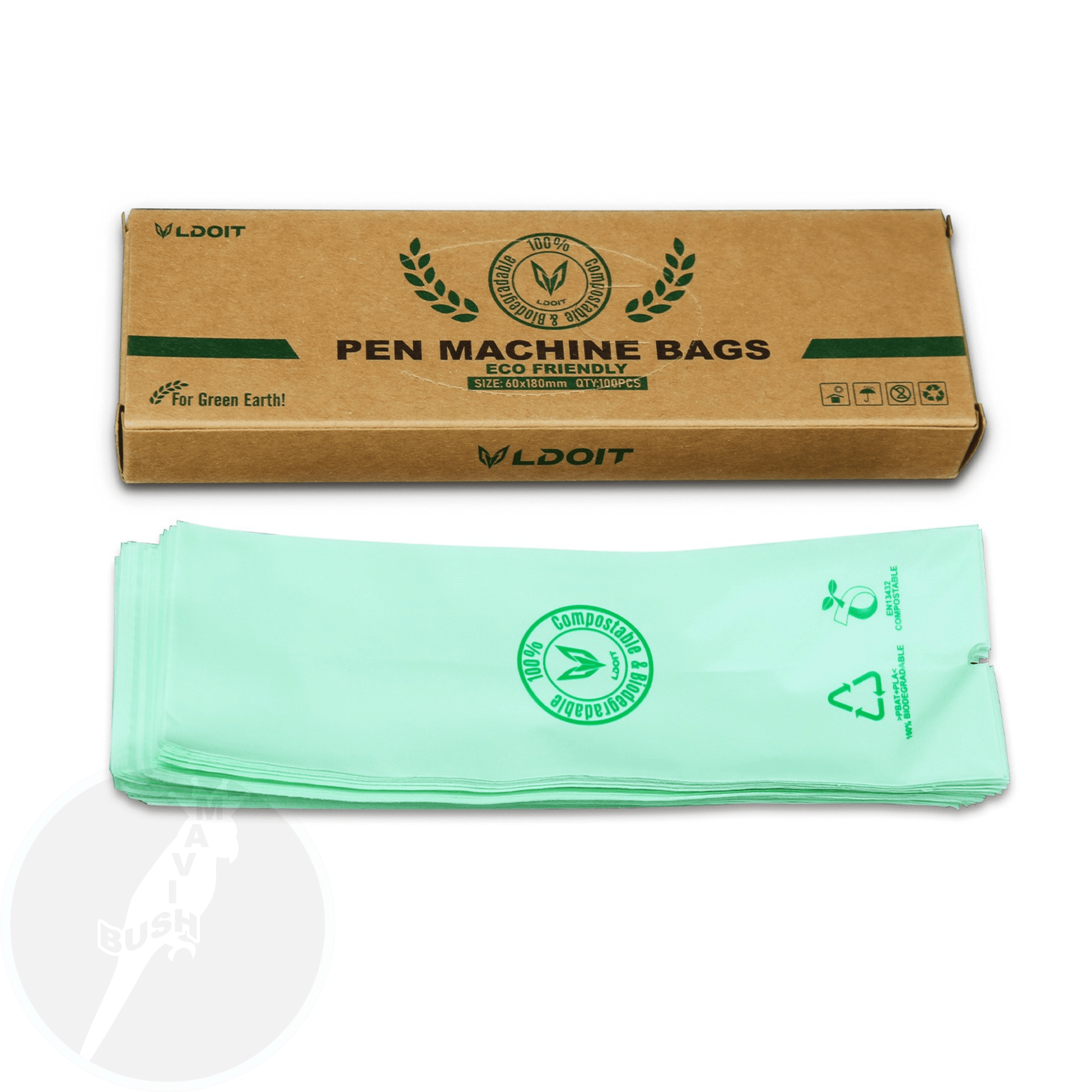 Eco- Friendly Pen Machine and Grip bags 60x180mm 100pcs/box - Mavis Bush Tattoo Supplies