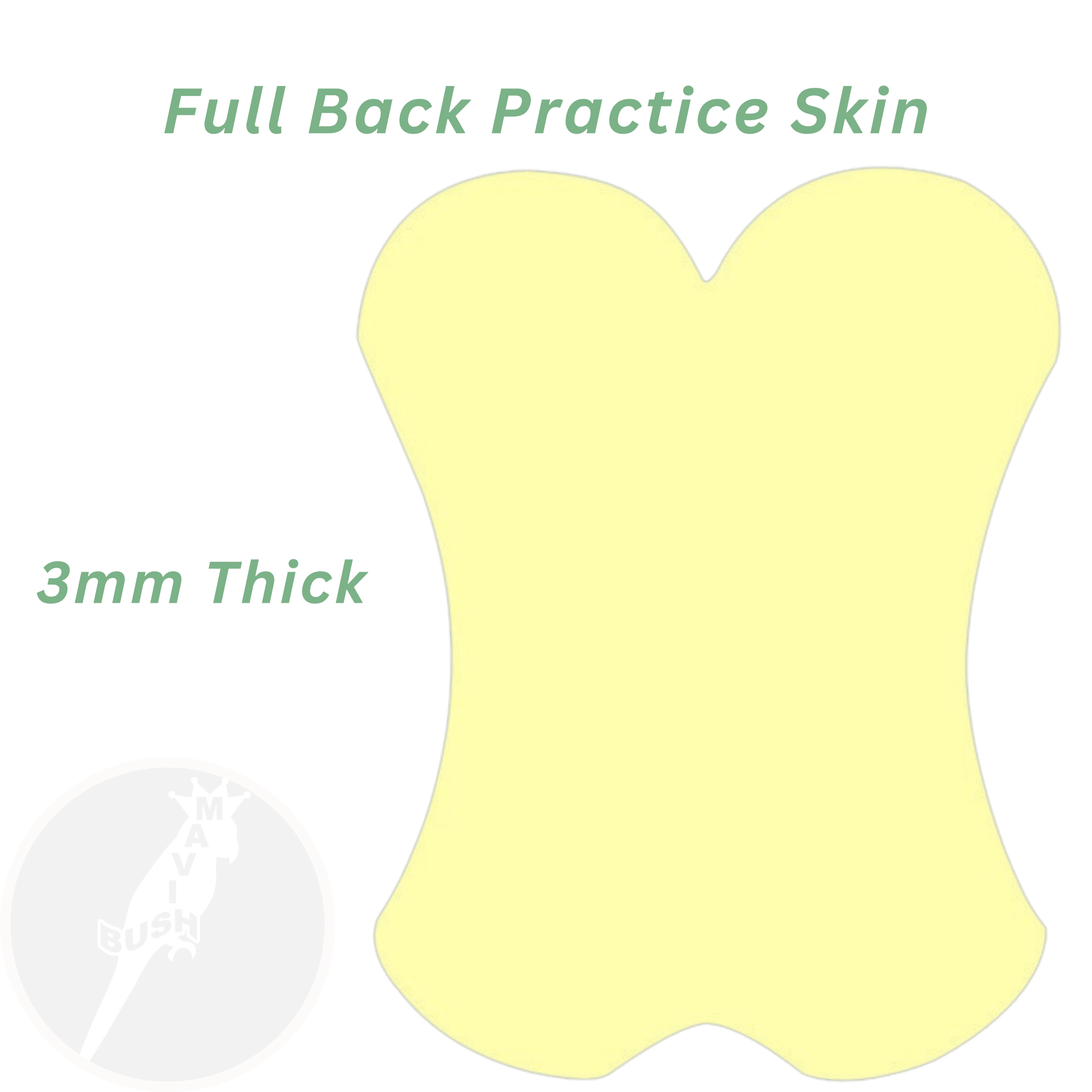 Full Back Blank Silicone Practice Skin 3mm - Mavis Bush Tattoo Supplies