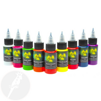 Inks MOMs Millennium 9 colour Nuclear UV Kit 1oz (30ml) - Mavis Bush Tattoo Supplies