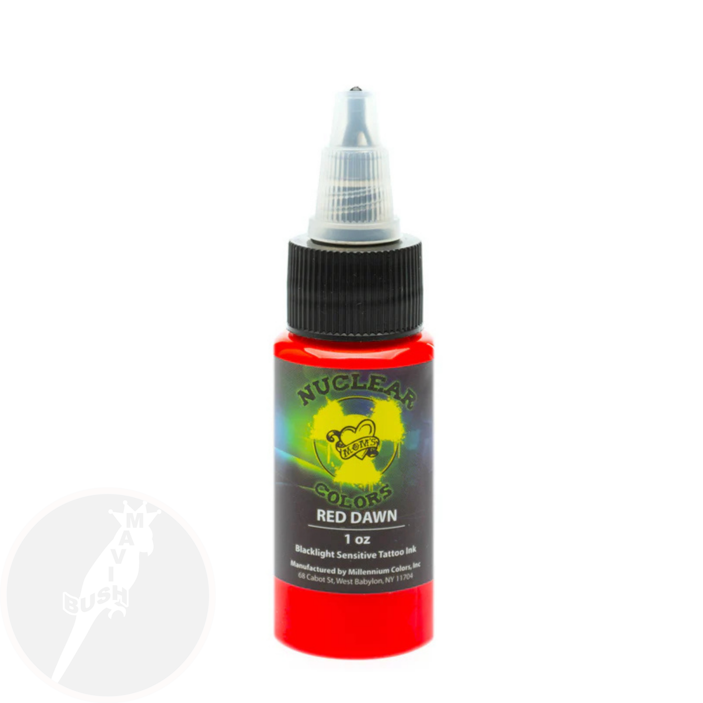 Moms Nuclear UV color Red Dawn, set 5 bottles and 9 bottles - Mavis Bush Tattoo Supplies