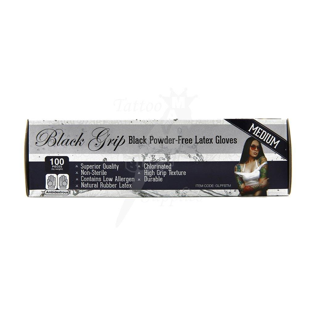 Black Grip Latex Gloves All Sizes - Mavis Bush Tattoo Supplies