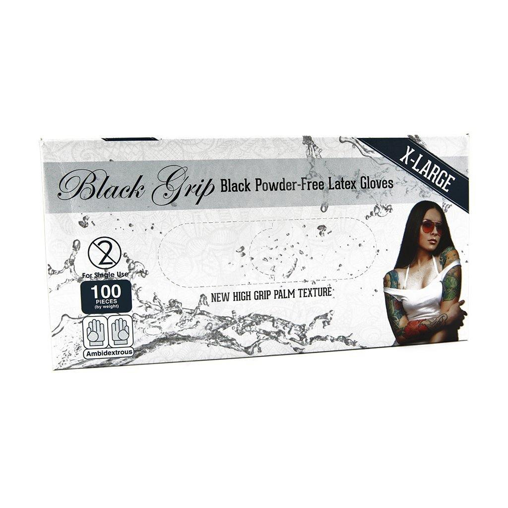 Black Grip Latex Gloves All Sizes - Mavis Bush Tattoo Supplies