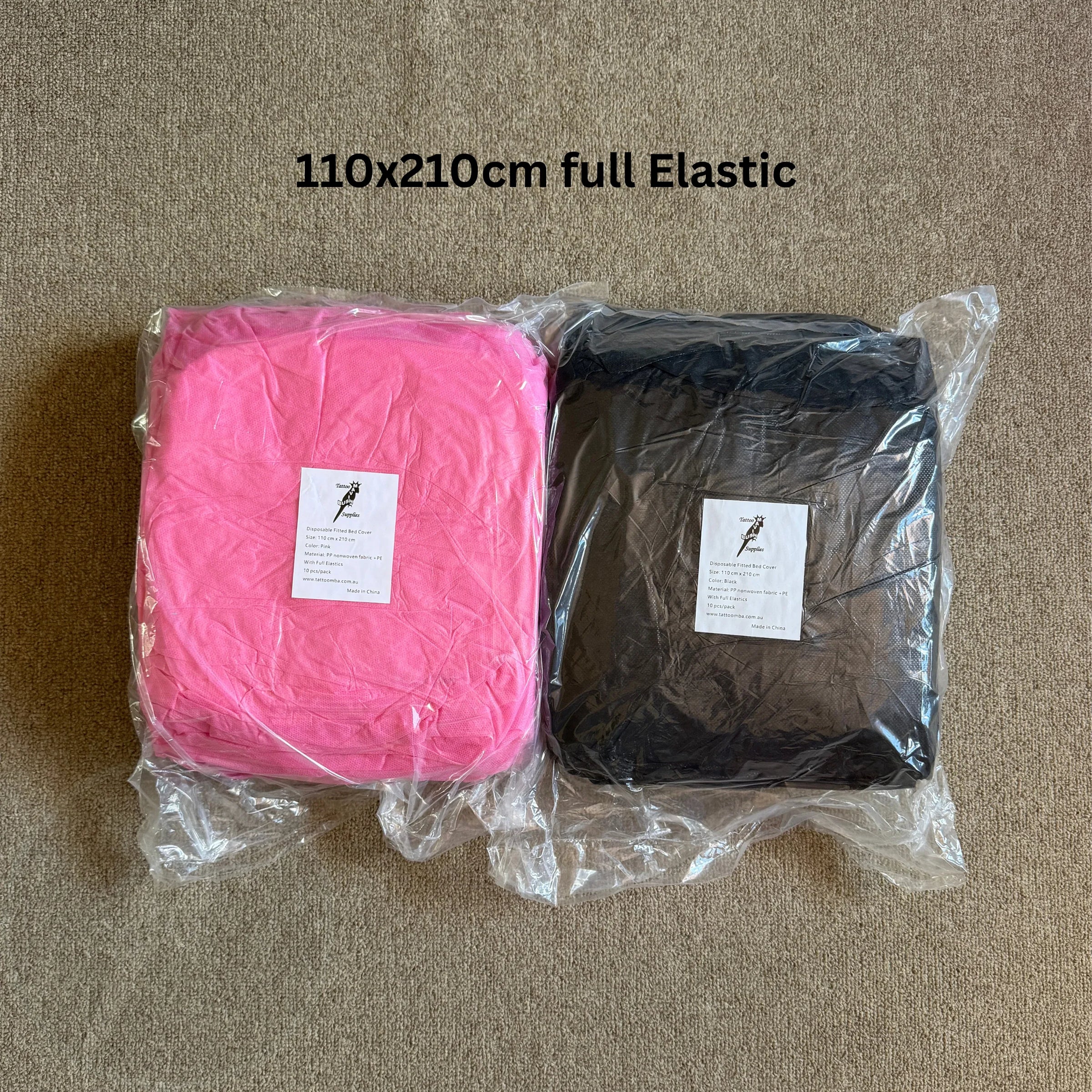 Waterproof full elastic fitted bed sheets 110x210cm available in pink and black -Mavis Bush Tattoo Supplies