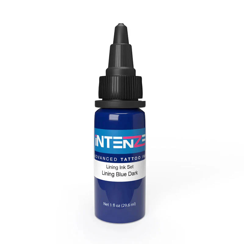 Intenze Lining Blue Dark ,High-pigment Intenze yellow lining ink product photo - Mavis Bush Tattoo Supplies