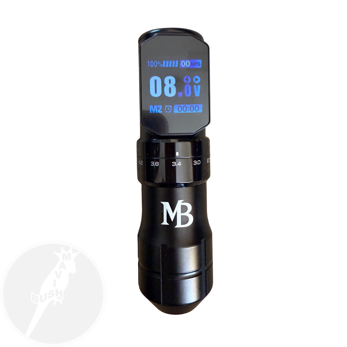 MB12804BB wireless tattoo machine with adjustable stroke and dot shading function - Mavis Bush Tattoo Supplies