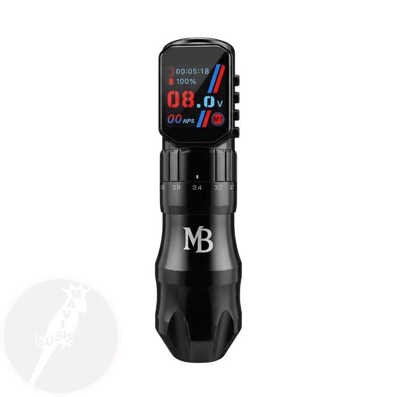 MB120 wireless tattoo machine with adjustable stroke and dot shading function - Mavis Bush Tattoo Supplies