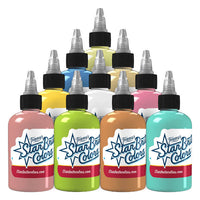 Starbrite Pastel Palette Set 10Bottles,Soft, Delicate Colours for Gentle & Spring-Themed Tattoos - Mavis Bush Tattoo Supplies