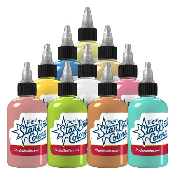Starbrite Pastel Palette Set 10Bottles,Soft, Delicate Colours for Gentle & Spring-Themed Tattoos - Mavis Bush Tattoo Supplies