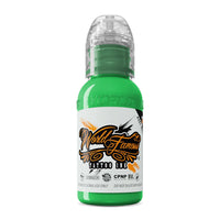 World Famous Tattoo Mint Green Ink, professional tattoo ink, high pigment tattoo ink, fast healing tattoo ink, bold color tattoo ink, premium tattoo supplies, vibrant tattoo pigments.