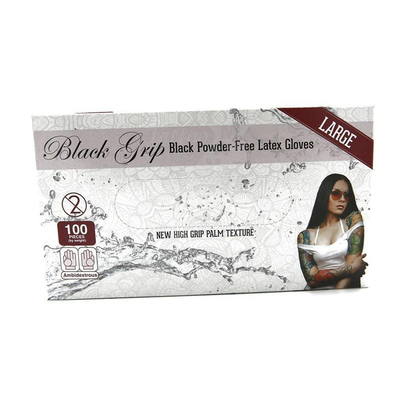 Black Grip Latex Gloves All Sizes - Mavis Bush Tattoo Supplies