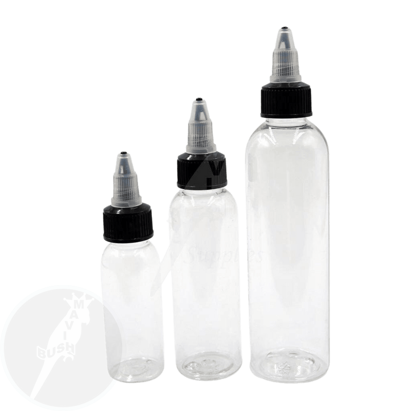 Clear Plastic Empty Ink Bottles - Mavis Bush Tattoo Supplies