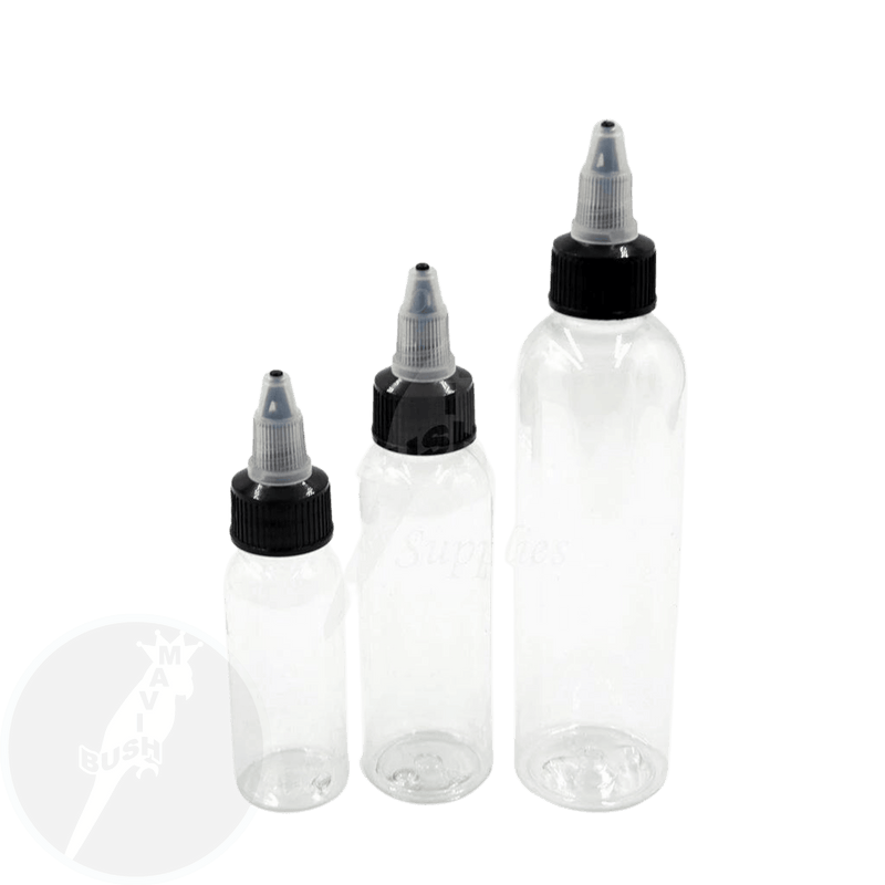 Clear Plastic Empty Ink Bottles - Mavis Bush Tattoo Supplies