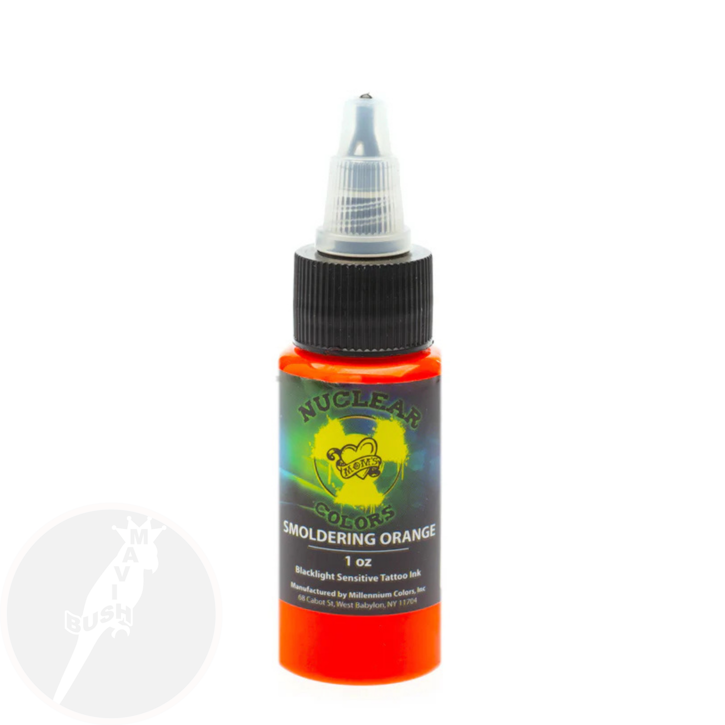 Moms Nuclear UV color Smoldering Orange, set 9 bottles - Mavis Bush Tattoo Supplies