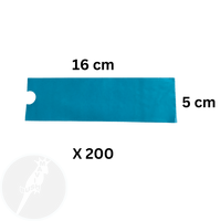 Tattoo Pen Pouch 5x16cm (200pcs/box) Blue with size and quantity - Mavis Bush Tattoo Supplies