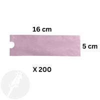 Tattoo Pen Pouch 5x16cm (200pcs/box) Pink with size and quantity - Mavis Bush Tattoo Supplies