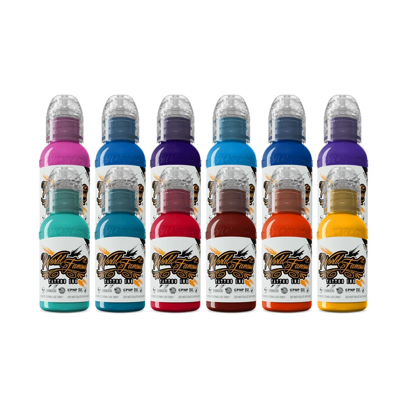 World Famous 12 Colour Primary Set #2 1oz , best tattoo inks in Australia - Mavis Bush Tattoo Supplies