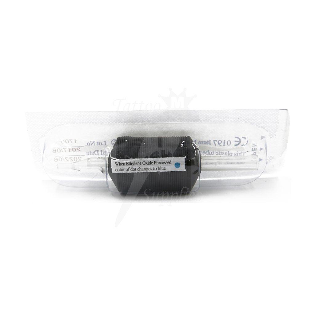 Disposable Tube with Black Rubber Grip FT07-1.25" Flat Tip (15pcs) - Mavis Bush Tattoo Supplies