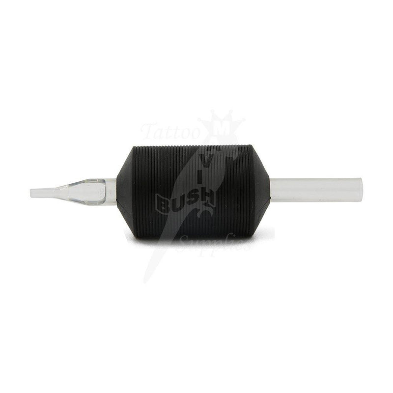 Disposable Tube with Black Rubber Grip FT09-1.25" Flat Tip (15pcs) - Mavis Bush Tattoo Supplies