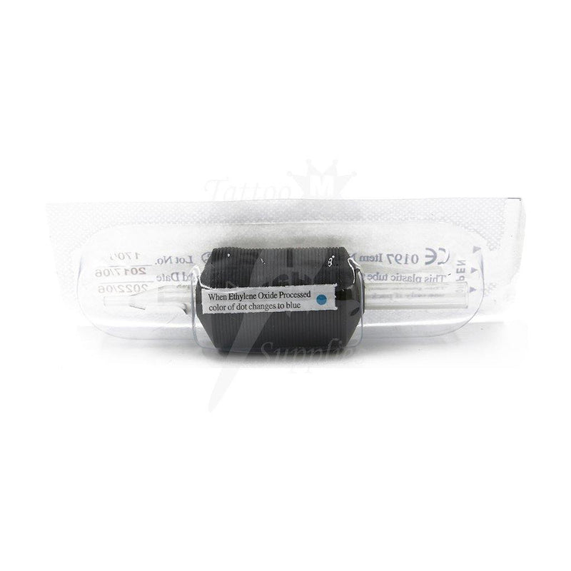 Disposable Tube with Black Rubber Grip FT09-1.25" Flat Tip (15pcs) - Mavis Bush Tattoo Supplies