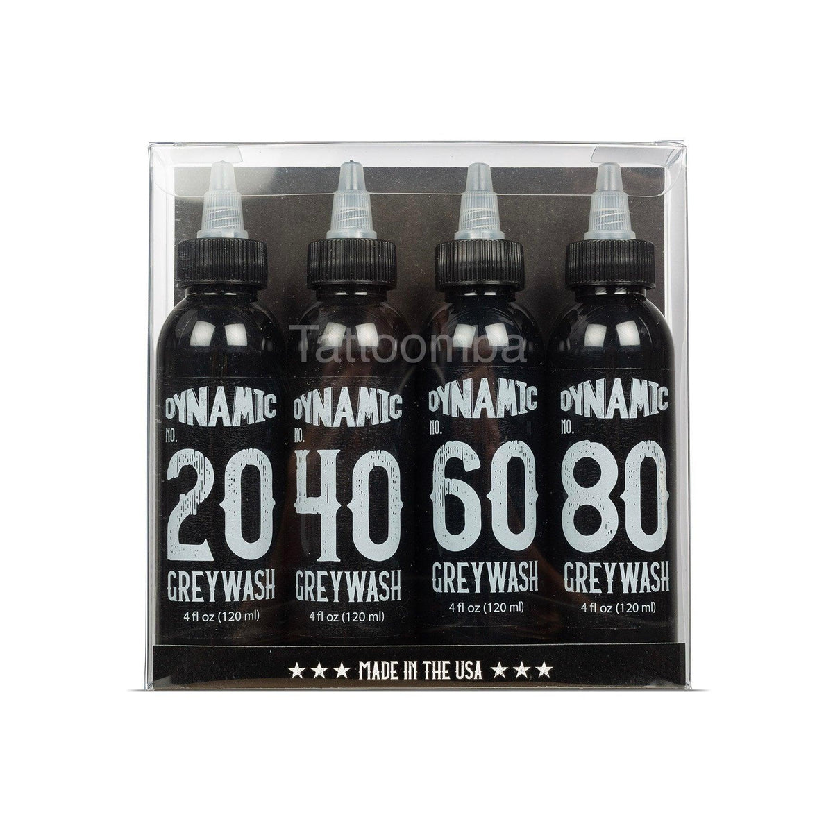 Dynamic Greywash Set 4 Bottles 4oz (120ml) - Mavis Bush Tattoo Supplies