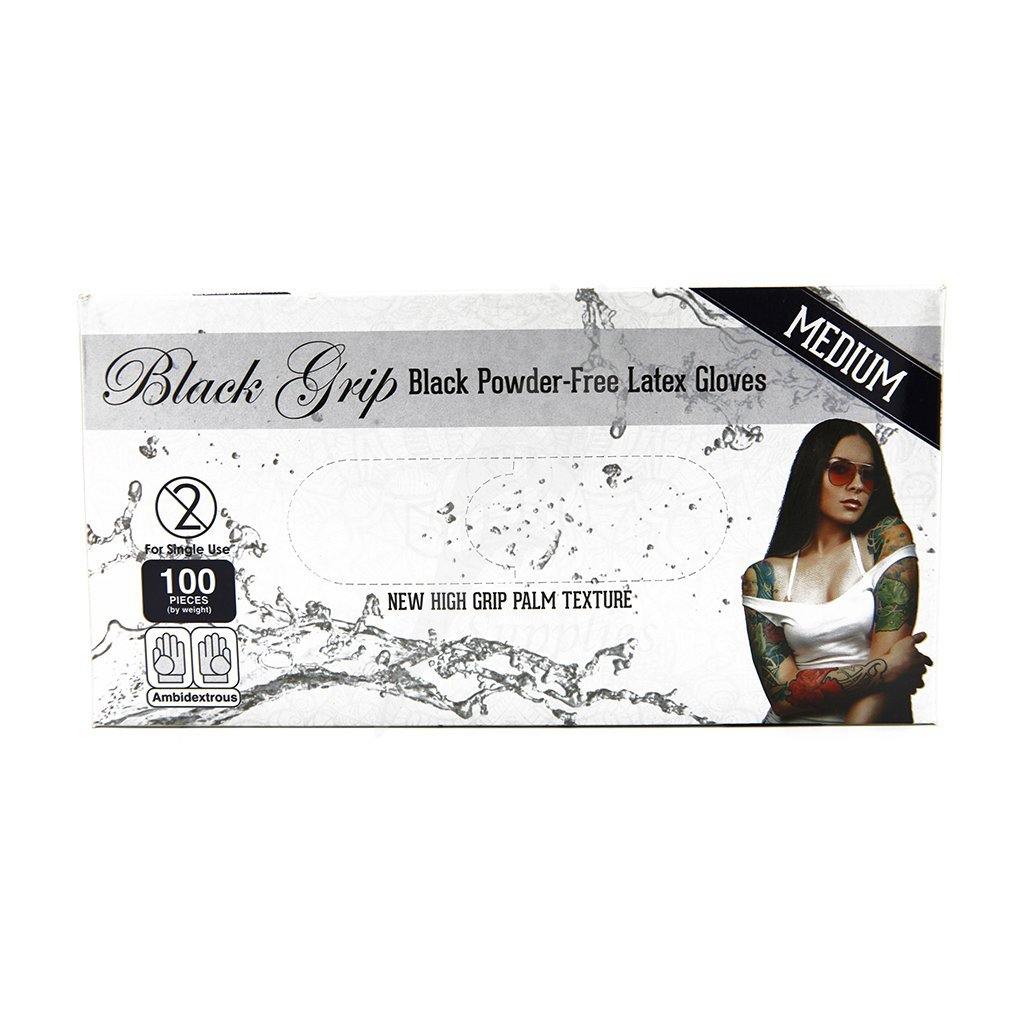 Black Grip Latex Gloves All Sizes - Mavis Bush Tattoo Supplies