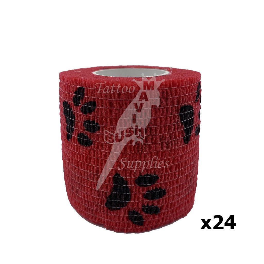 Self-Adhesive Bandages - Paw with Red Background - Mavis Bush Tattoo Supplies