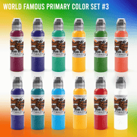 World Famous Primary Color Ink Set #3 1oz - Mavis Bush Tattoo Supplies